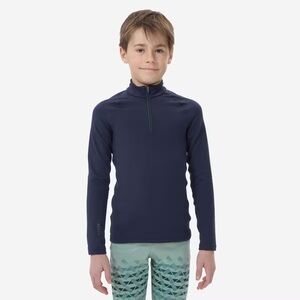 Decathlon Kids' Base Layer Half-Zip Top - BL 500 Blue - Ski Snow 12 YO